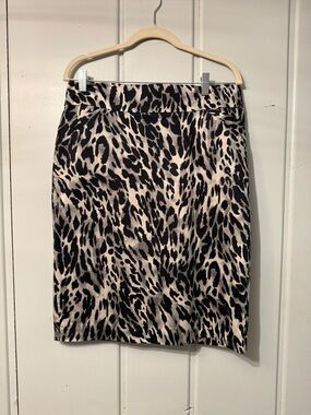 Charter Club Leopard Print Pencil Skirt - Black & Cream